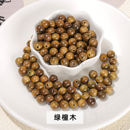 Green sandalwood round bead through hole loose bead wood