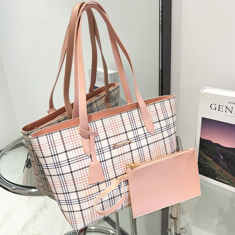 Plaid print tote bag