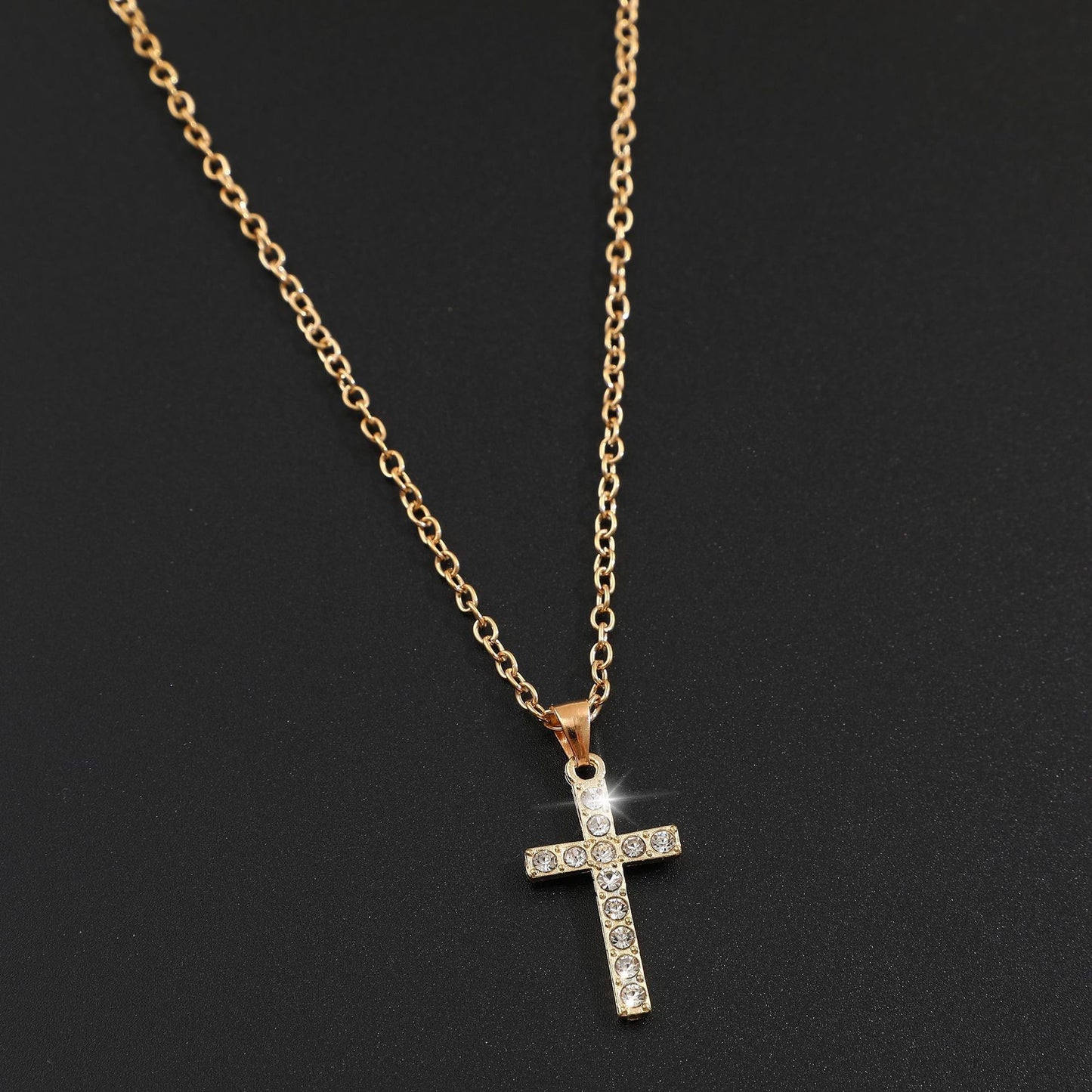 Pearl Dark Cross Pendant Necklace