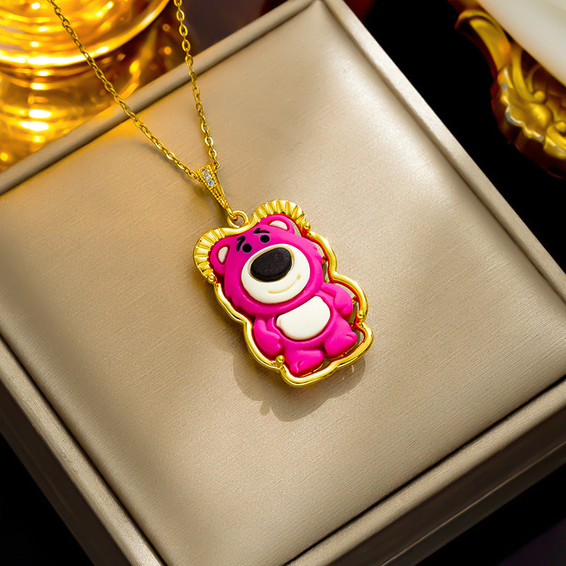 Pingentes de animais fofos de desenho animado: urso, coala, aço titânio 