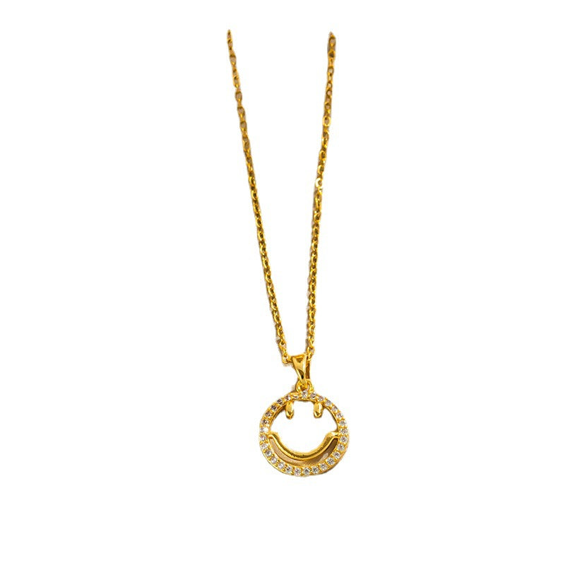 Collar de clavícula con microincrustaciones de cara sonriente, acero de titanio, collar de moda 
