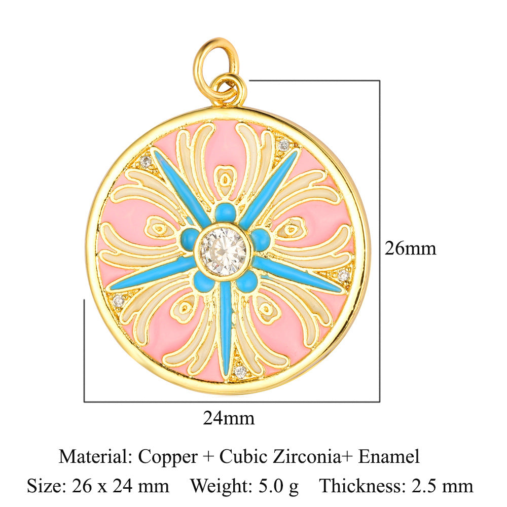 Oil drop copper zircon pendant palm eye face crown
