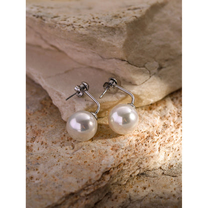 16k gold stainless steel pearl earrings