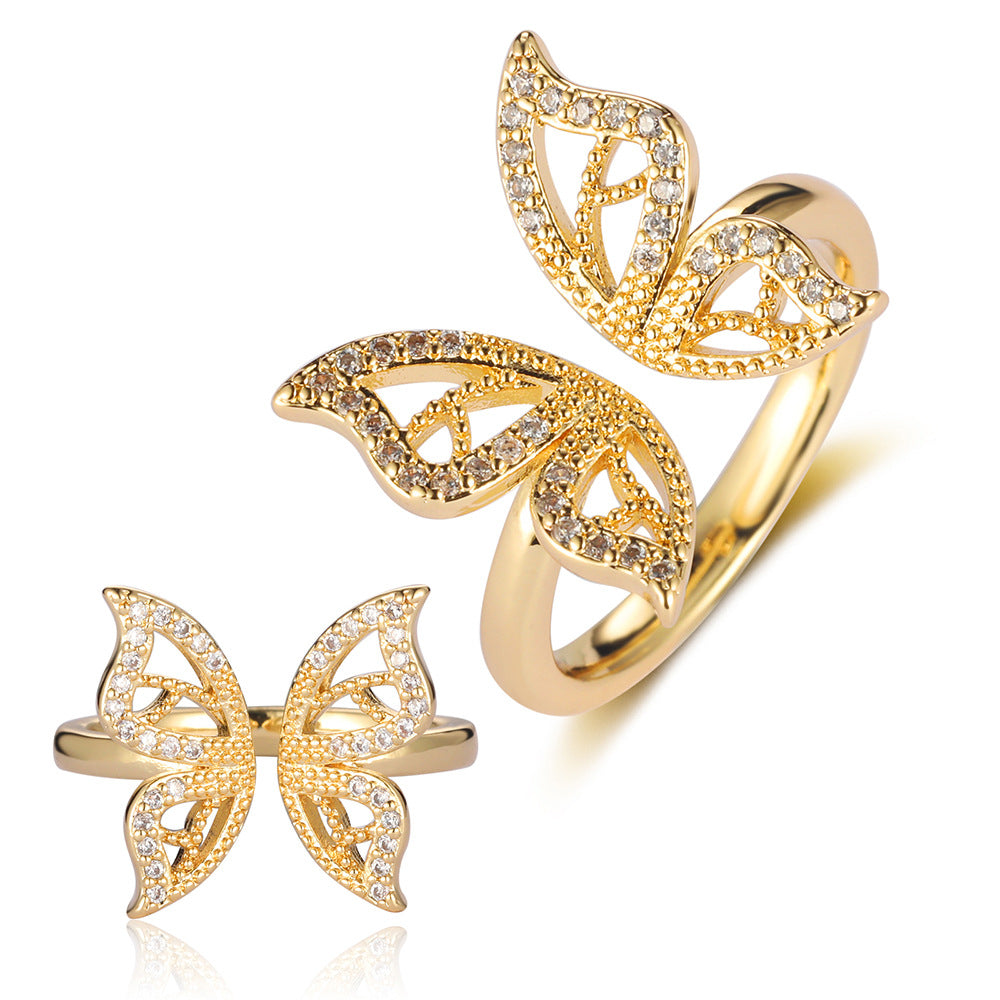 Butterfly Mermaid Tail Snake Copper Zircon Ring
