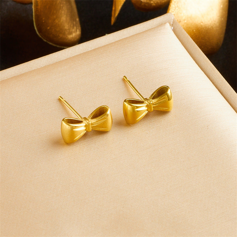 Women's Bow Titanium Steel Stud Earrings — Small Trendy