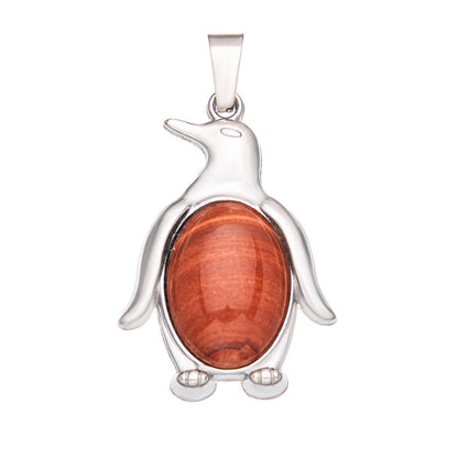 Agate alloy penguin inlaid gemstone crystal pendant