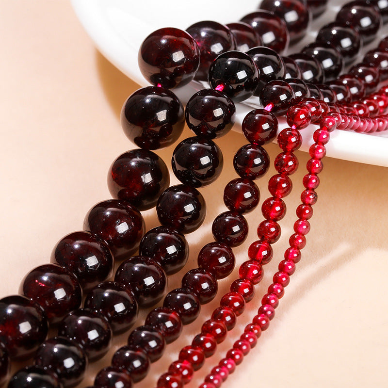 Garnet loose beads DIY jewelry accessories round bead bracelet
