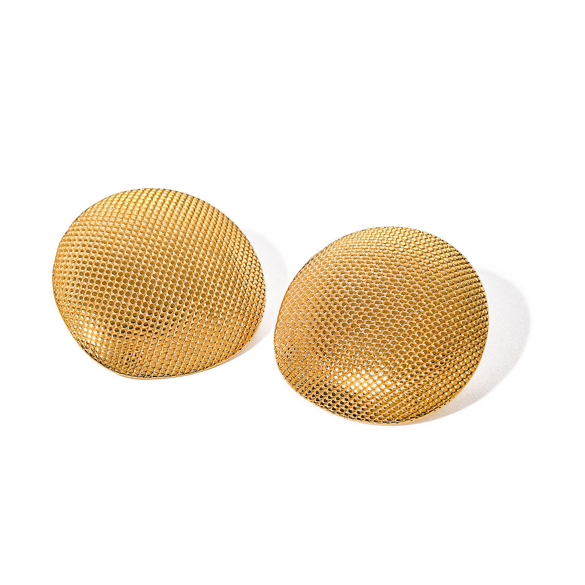 Antique Gold Embossed Round Earrings