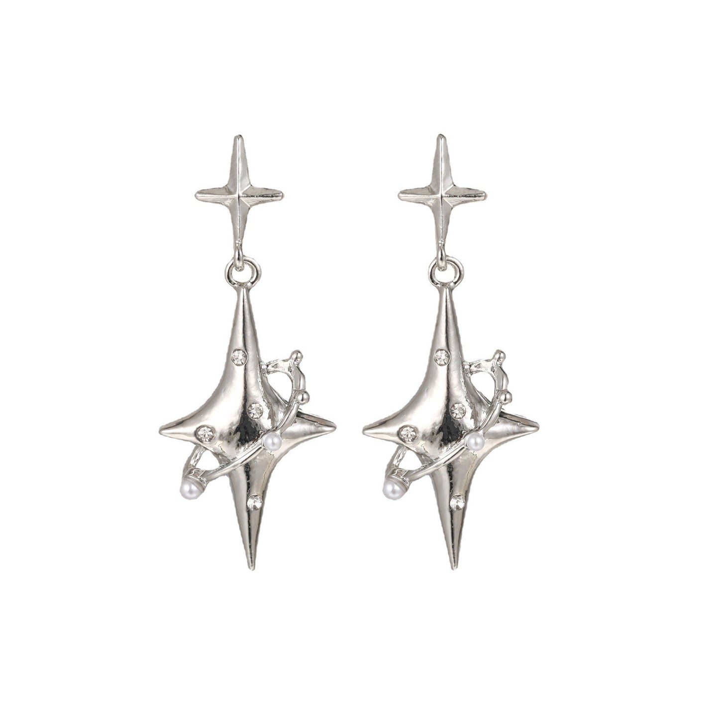 Star Point Diamond Stud Earrings