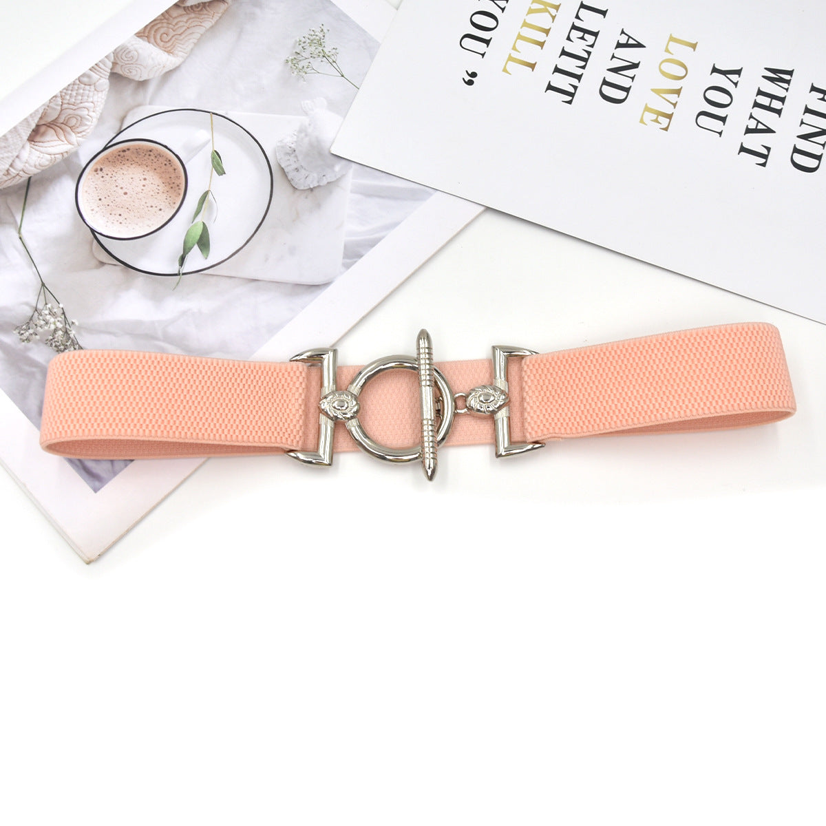 Hook buckle women's elastic belt
