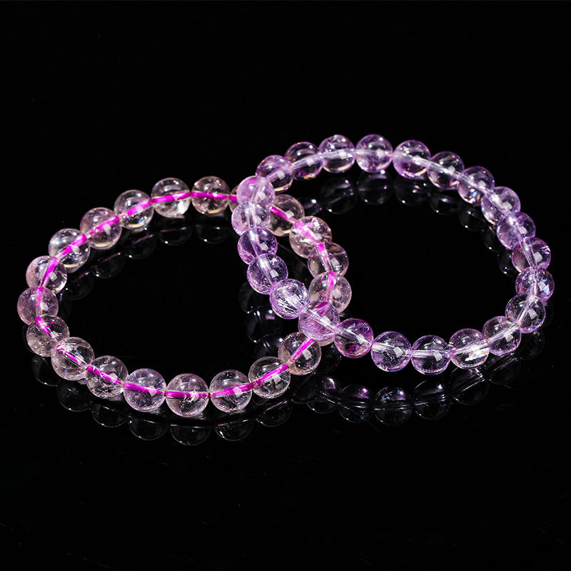 7A Natural Ice Transparent Purple Jade Bracelet