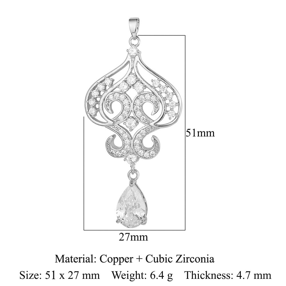 Copper zircon pendant water drop oval square