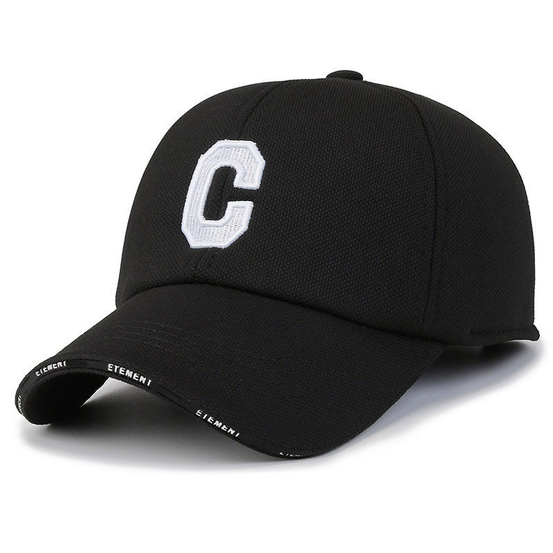 Pineapple Pattern Embroidered Korean Structured Duckbill Cap
