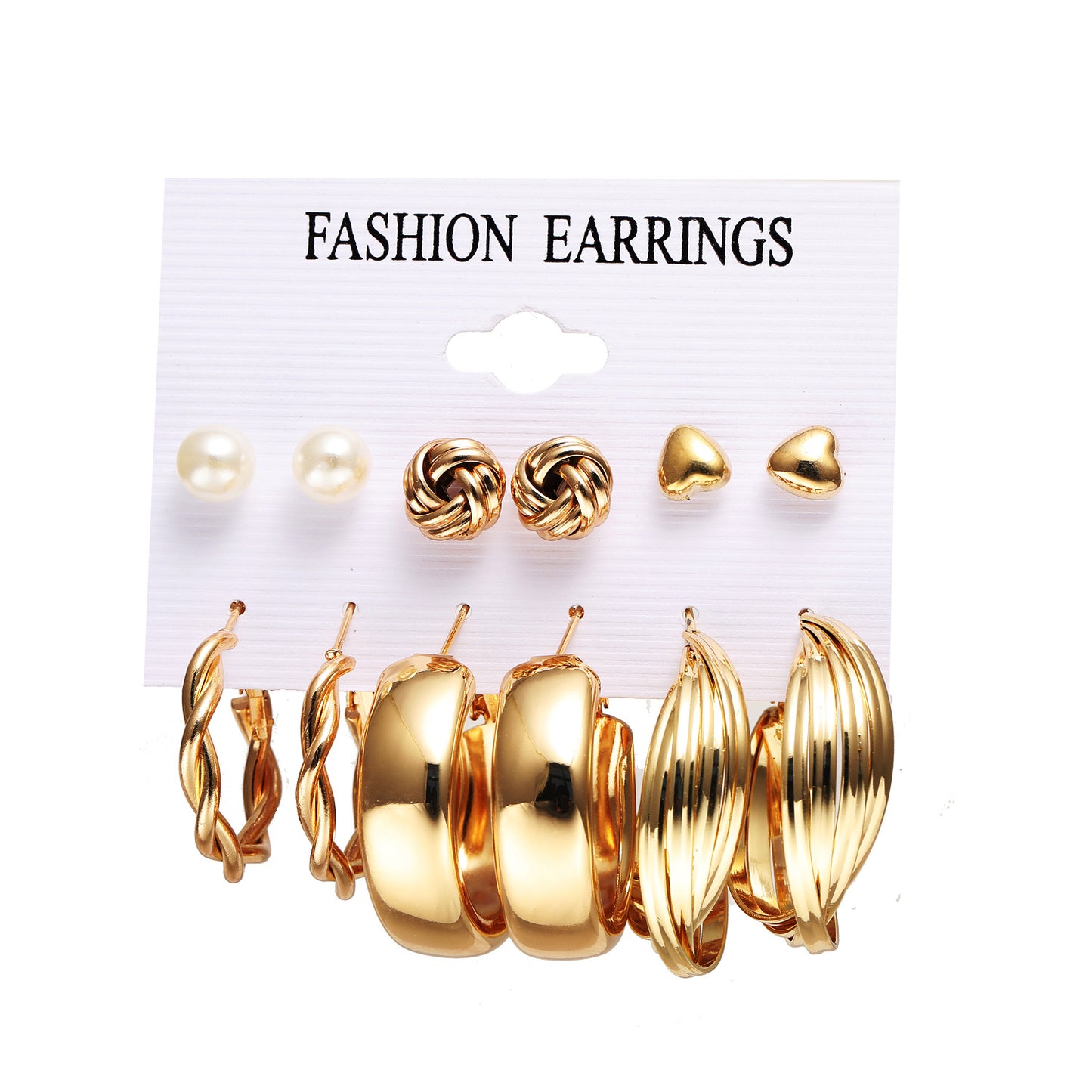 6-Pair Metal Circle Earring Set