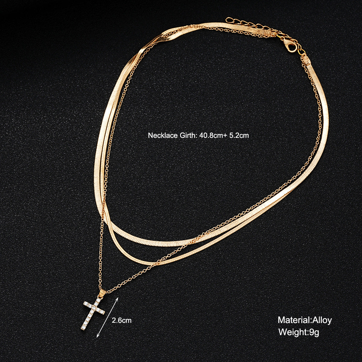 Diamond Cross Snake Bone Necklace Set (3-piece)