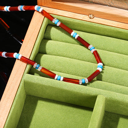 Collar de tubo redondo de ágata 7A 