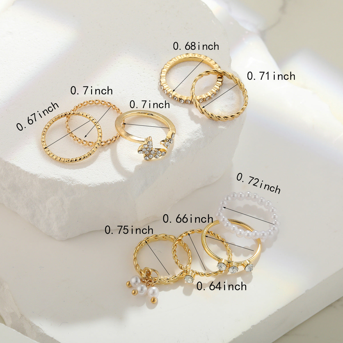 Butterfly Pearl Multi-Joint Ring Set