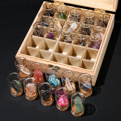 Botella de los deseos con muestra de mineral de roca de cristal 