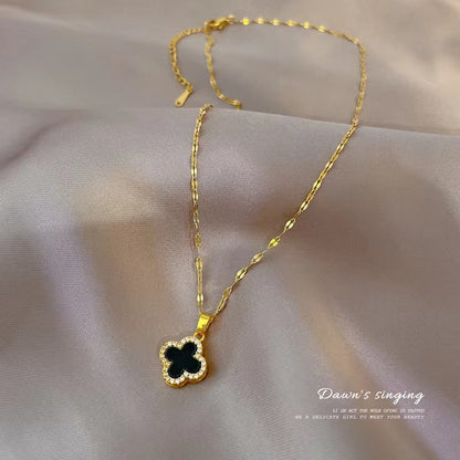 Gold Luxury Clover Necklace, Dual-sided Design, 18k Gold Plated