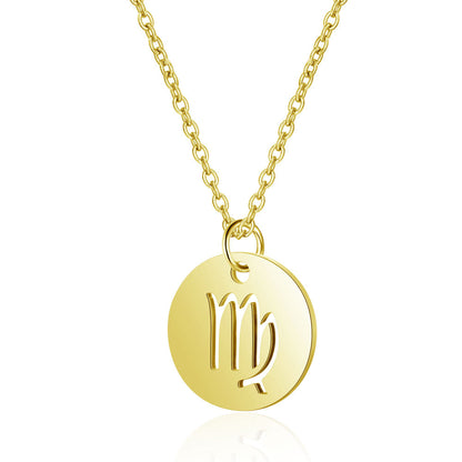 Twelve constellations titanium steel necklace