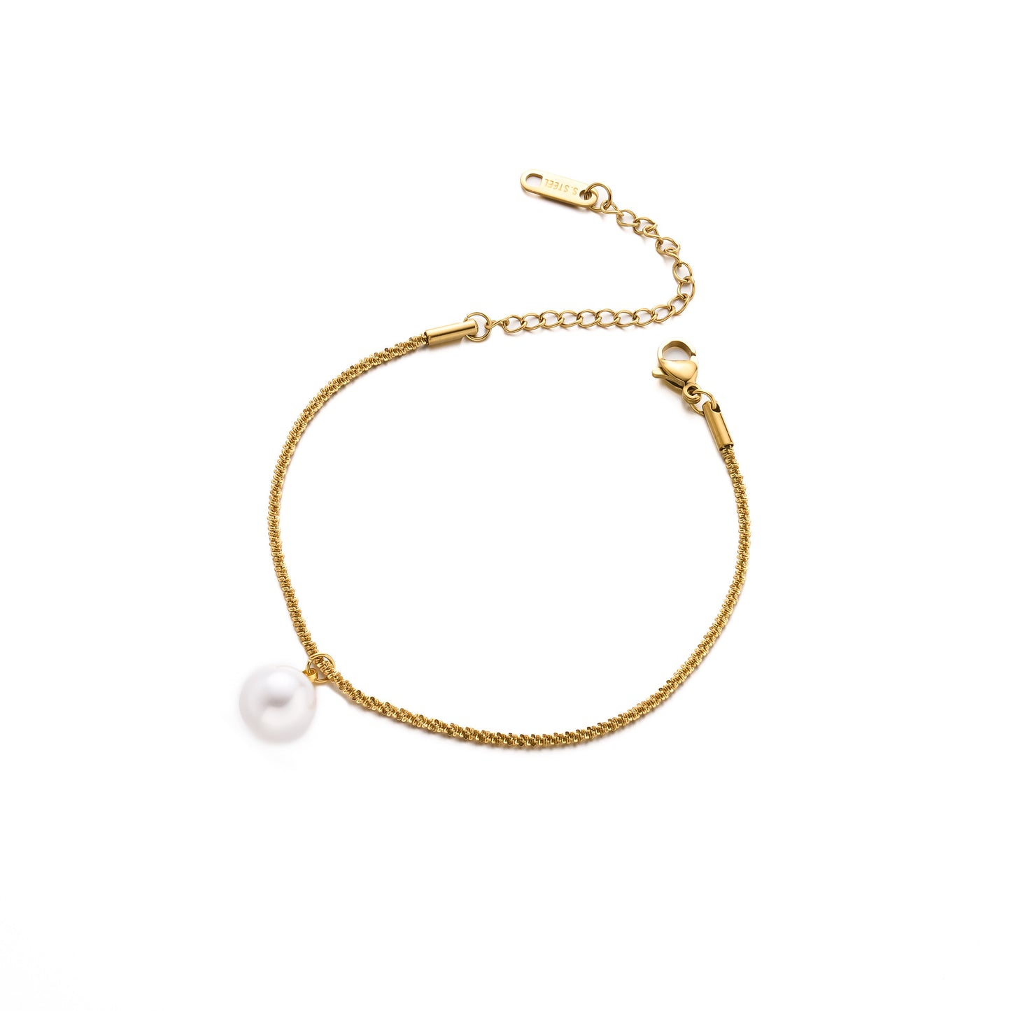 Gold Pearl Chain Bracelet