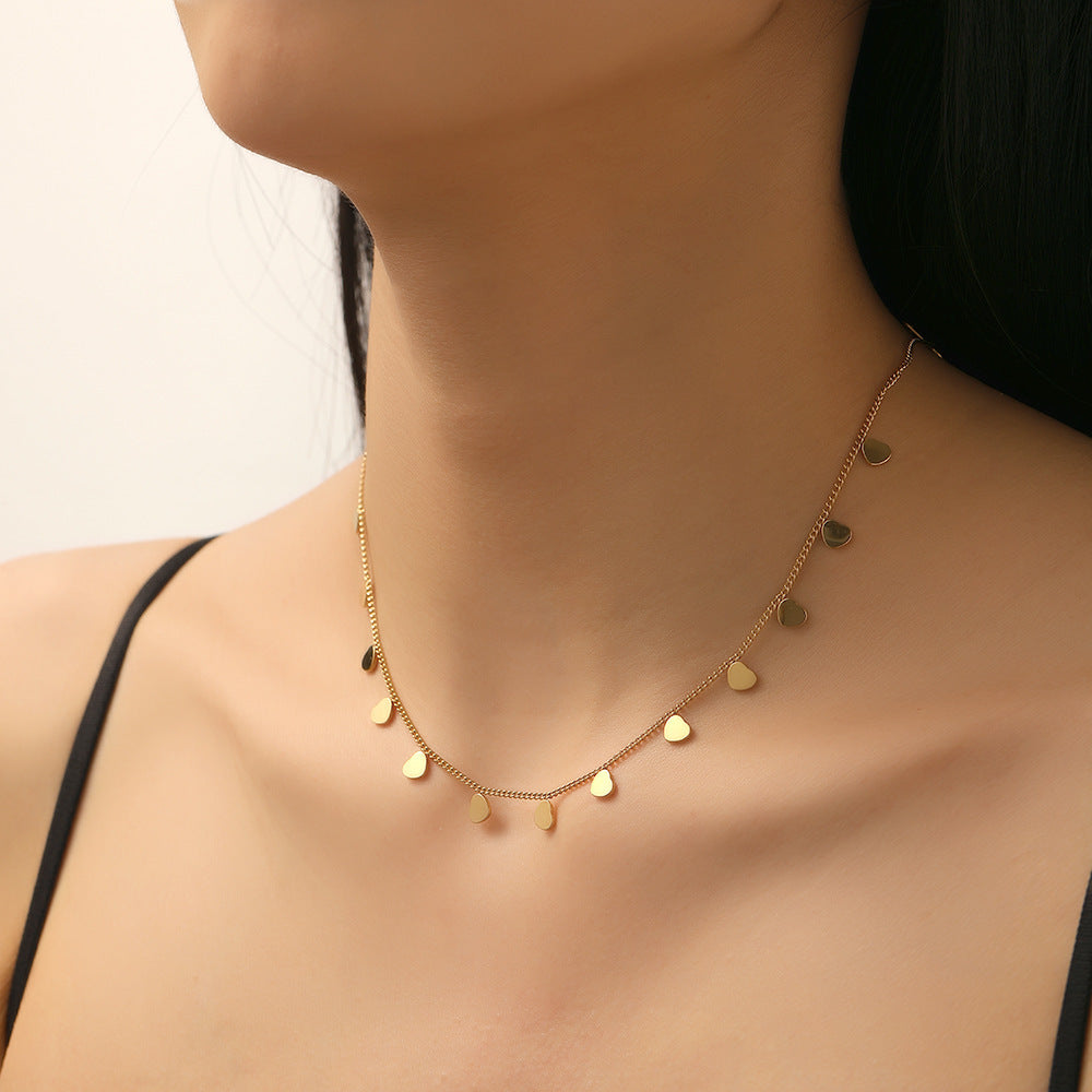 18K Gold-Plated Titanium Steel Multi-Heart Collarbone Necklace