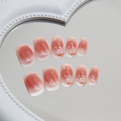 French Cherry Blossom Blush Short Ballerina Nail Stickers