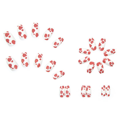 Uñas cortas de ballet con estampado de vaca para llevar puestas 