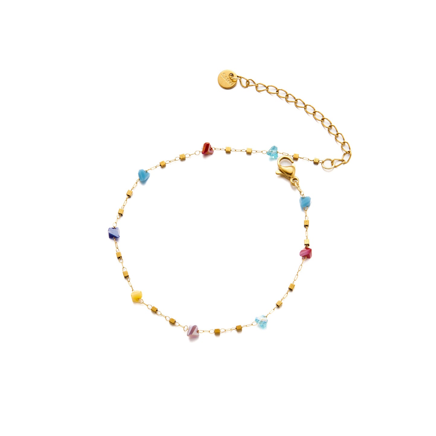 Women's Titanium Steel Natural Stone Necklace & Geometric Zircon Bracelet Set