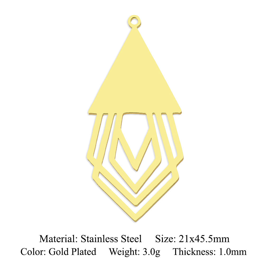 5 pcs/pack geometric square titanium steel pendant ginkgo biloba DIY