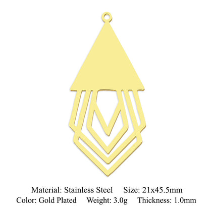 5 pcs/pack geometric square titanium steel pendant ginkgo biloba DIY