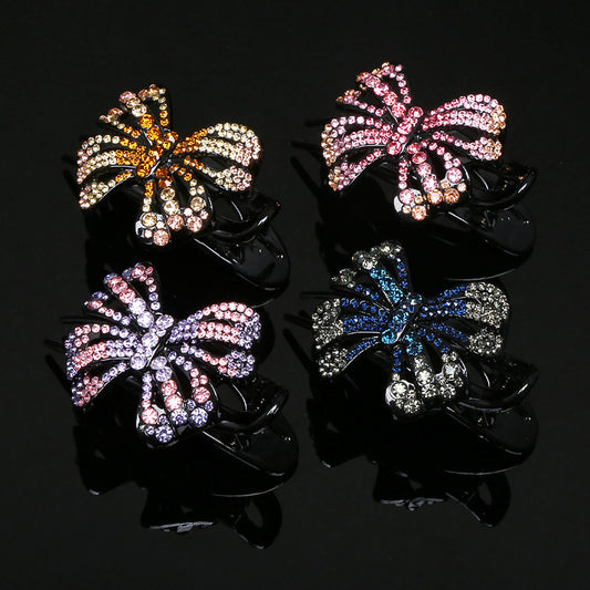 Bow three-tooth duck bill clip rhinestone grab clip