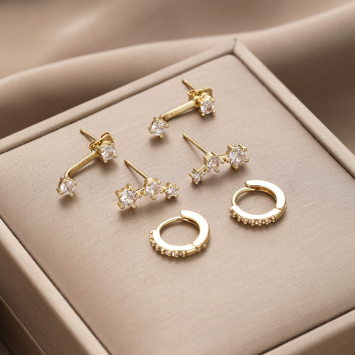 Zircon Stud Earring Set