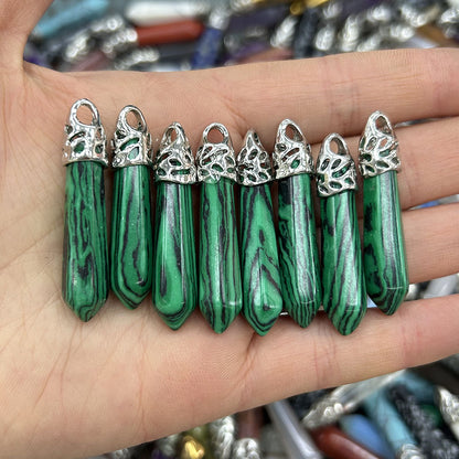 Pingente de bala de coluna hexagonal de ágata de cristal 