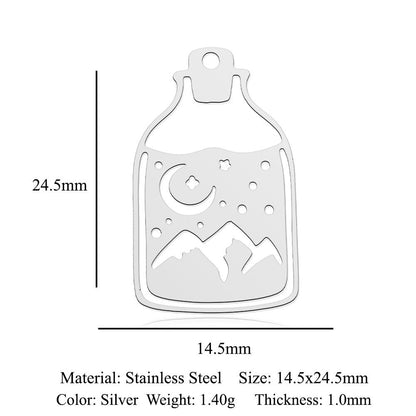 5 pcs/titanium steel magic witch broom necklace pendant