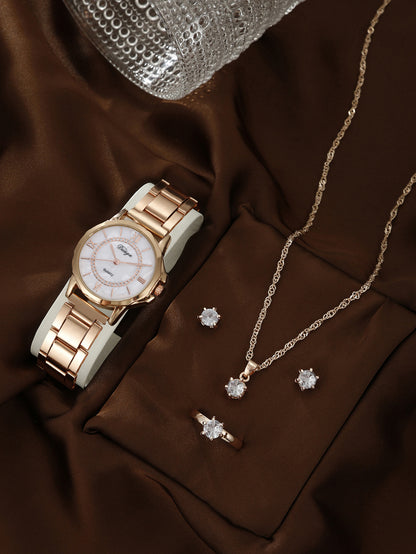 Quartz Watch Rhinestone Alloy Peacock Jewelry Set