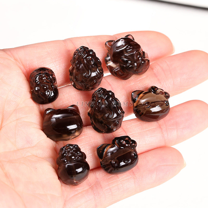 Obsidian carving ice obsidian nine-tailed fox loose beads