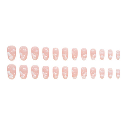Soft Cute Cloud Star Long Oval Fake Nails