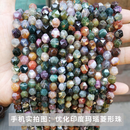 Agate diamond cut rhombus beads loose beads