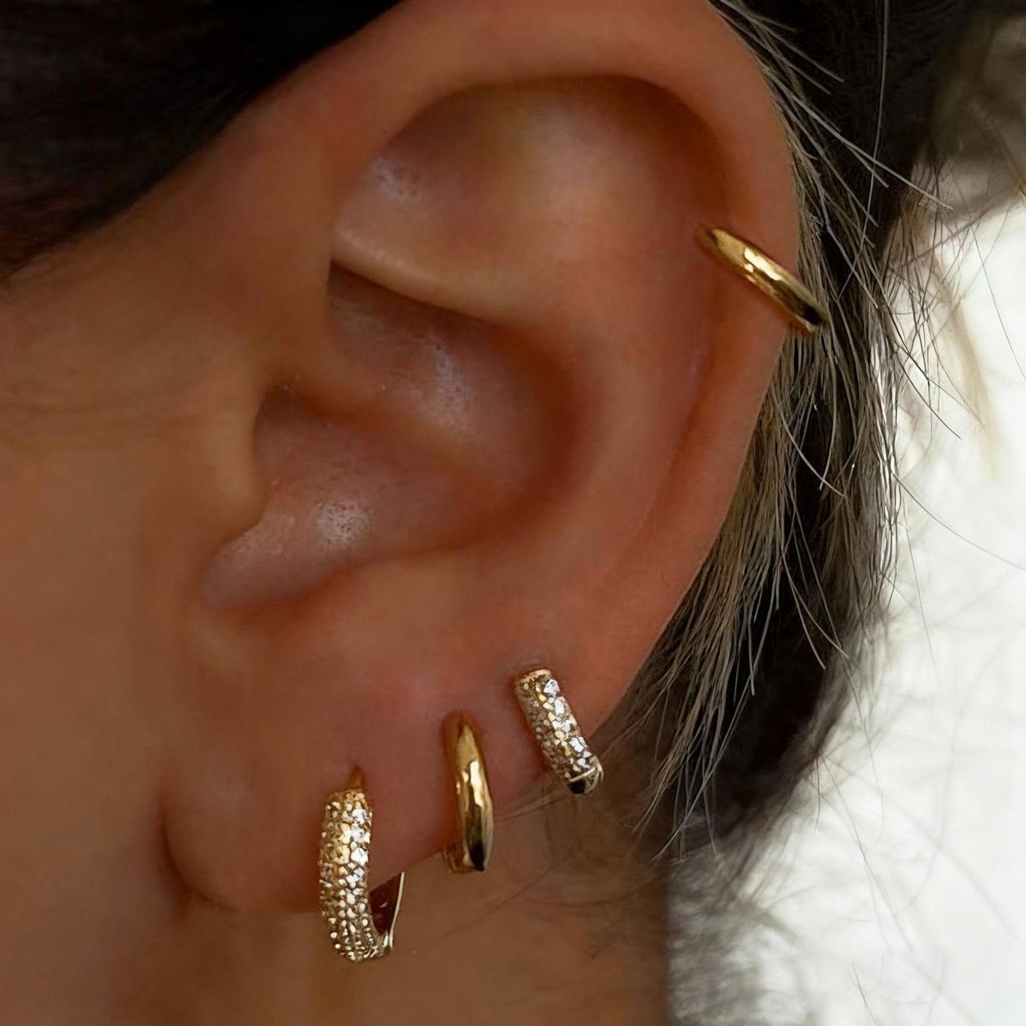 Plaid Diamond Hoop Earrings (Set of 2)