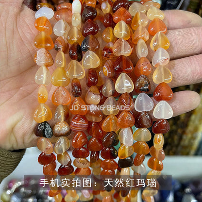 10 cuentas sueltas de cristal con forma de corazón de melocotón de 4 mm 