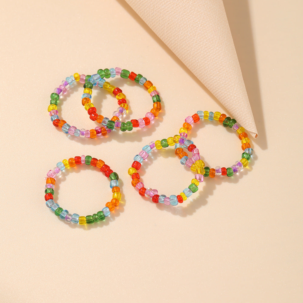 Colorful rice bead ring Glass rice bead ring