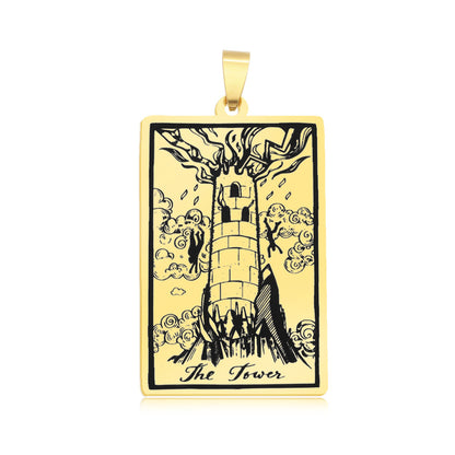 5 pcs/pack, gold tarot titanium steel pendant.