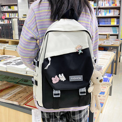 Casual tooling style double shoulder schoolbag