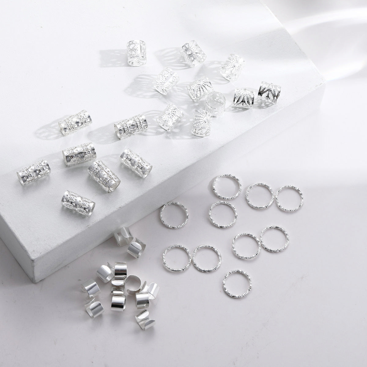 40Pcs Silver Heart Dreadlock Rings