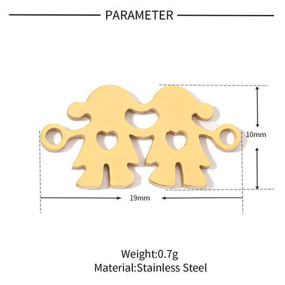 20 pcs/bag boy girl family titanium steel d pendant