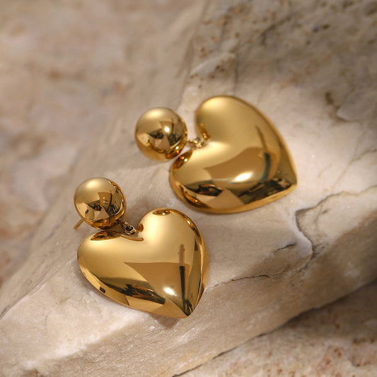 Pendientes corazón bola lisa 