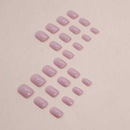 Pink Purple Short Square Nail Stickers 24 Pieces