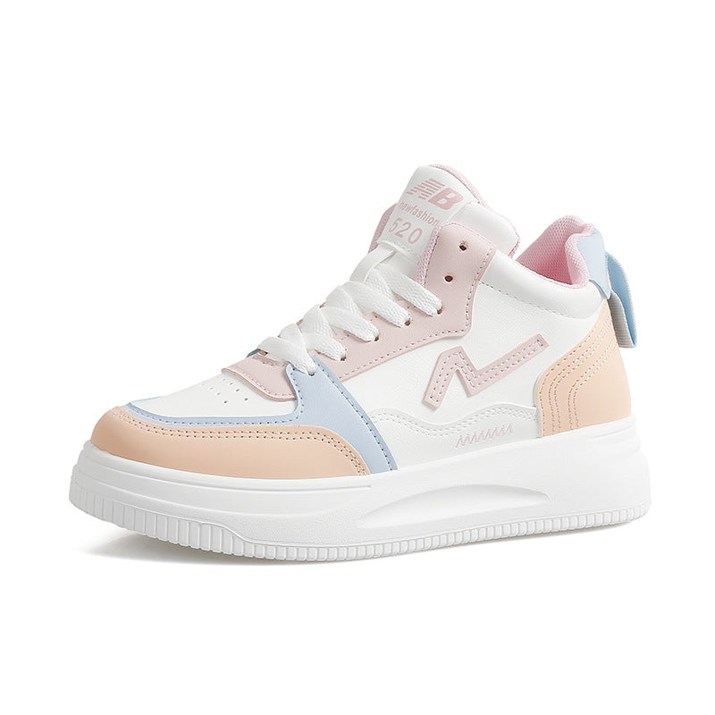 Thick-soled height-enhancing leather soft-soled sports shoes