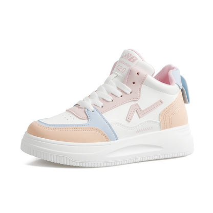 Thick-soled height-enhancing leather soft-soled sports shoes